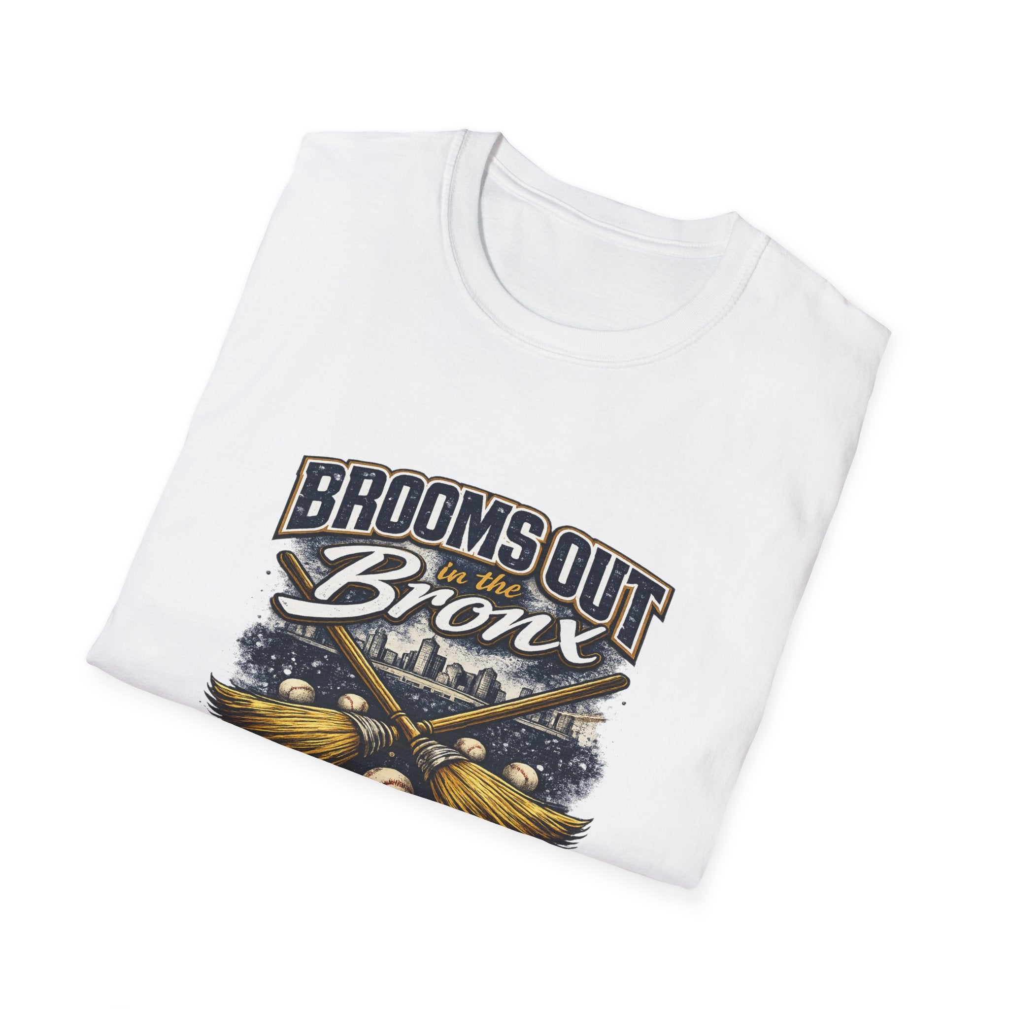 Brooms Out in the Bronx T-Shirt — Vintage Baseball Broom Design
